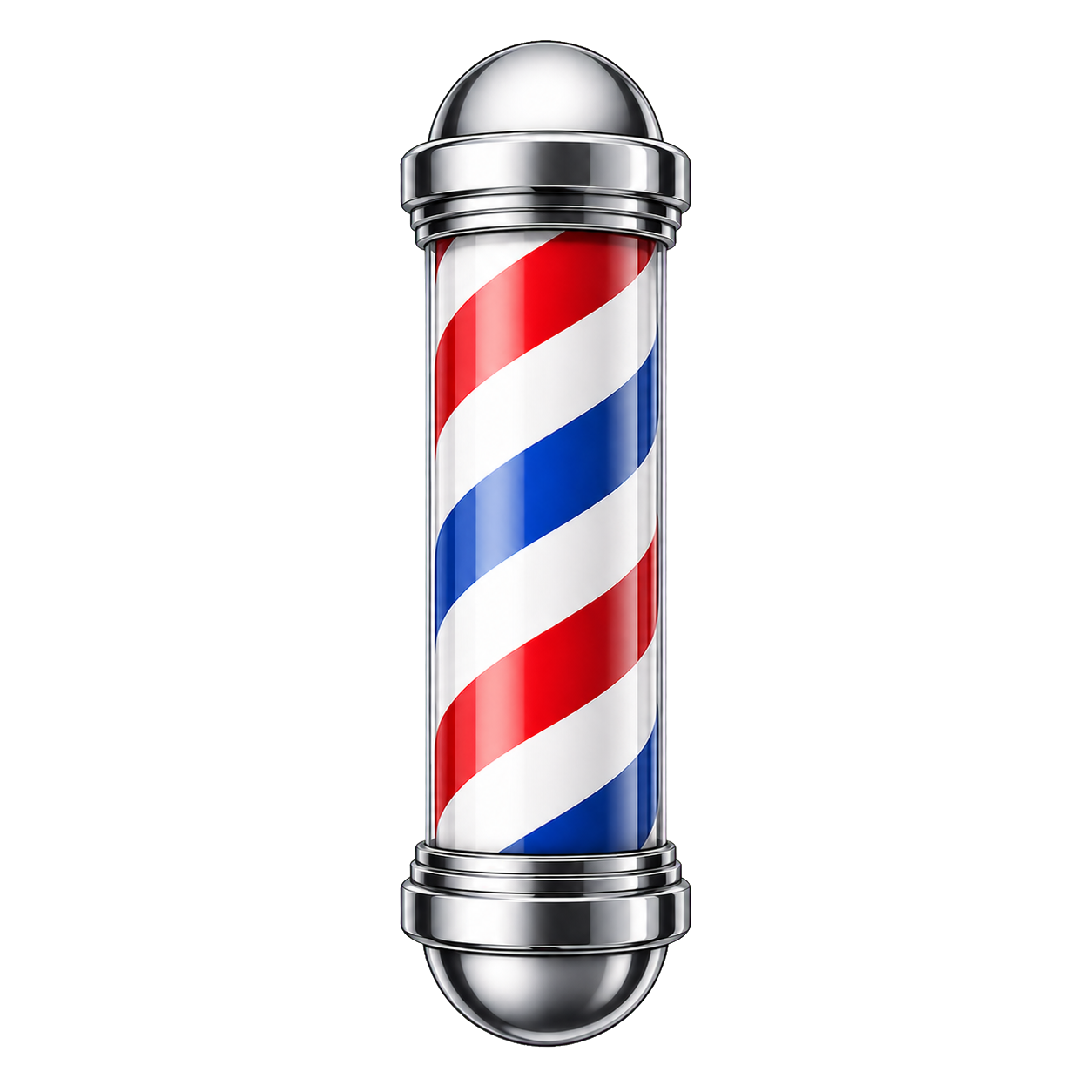 Polished red, white, and blue barber pole