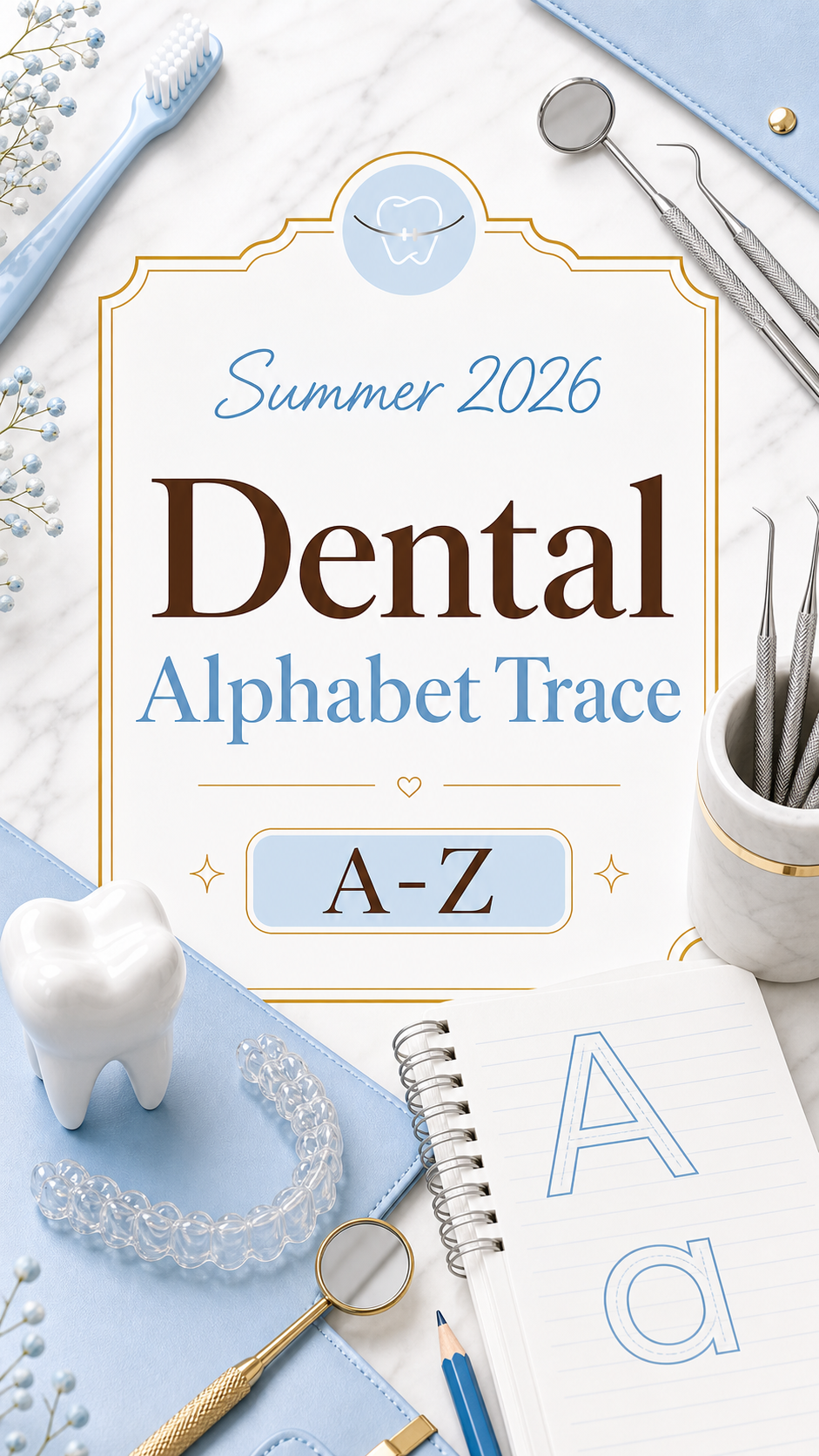 Summer 2026 dental alphabet trace cover