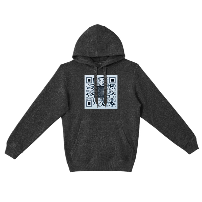 Black Codee Connects hoodie with the original QR design on the front