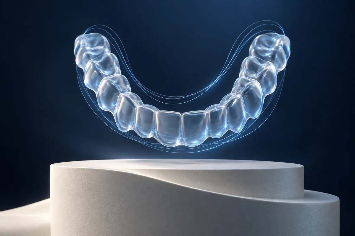 Conceptual glass dental arch representing digital orthodontic planning