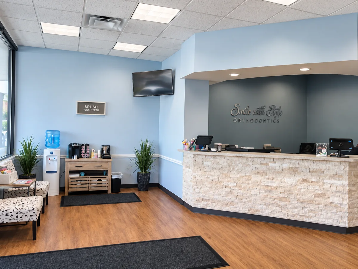 Reception area at Smile With Style Orthodontics.